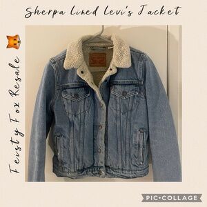 Levi's Light Blue Denim Jacket with Cream Sherpa Lining and Collar